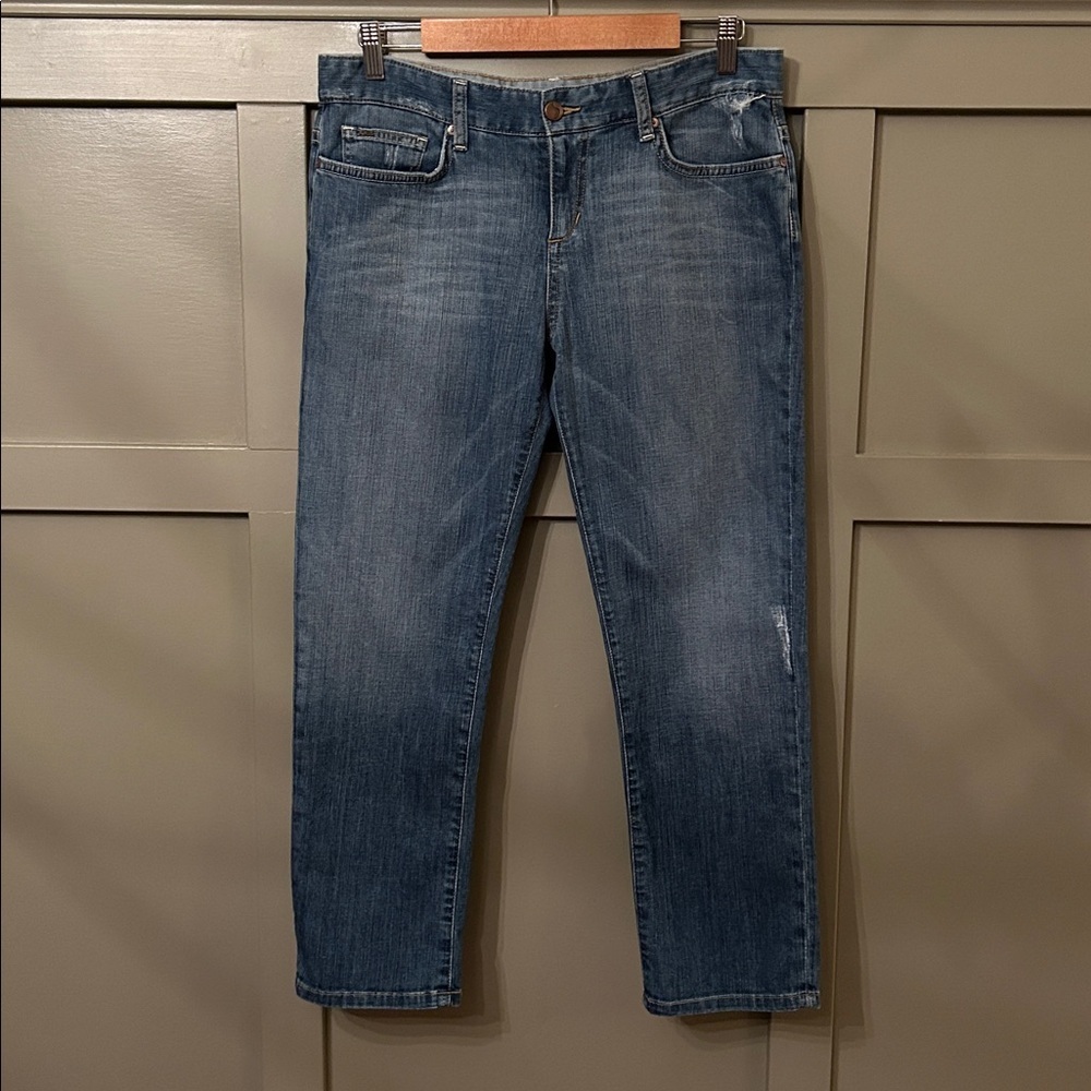Joe's Jeans Cropped Ex Lover Boyfriend Jeans Medium Blue Light Distressing 28